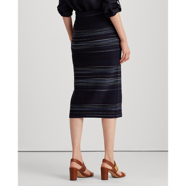 Blue Multi Striped Stretch Cotton Skirt Lauren 5