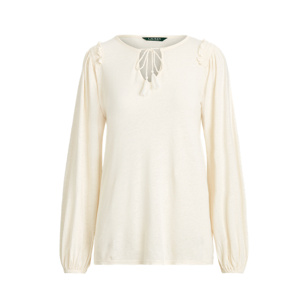 Linen-Blend Blouson Top