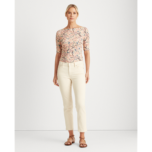 Pink Multi Floral Cotton-Blend Top Lauren 3