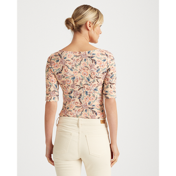 Pink Multi Floral Cotton-Blend Top Lauren 4