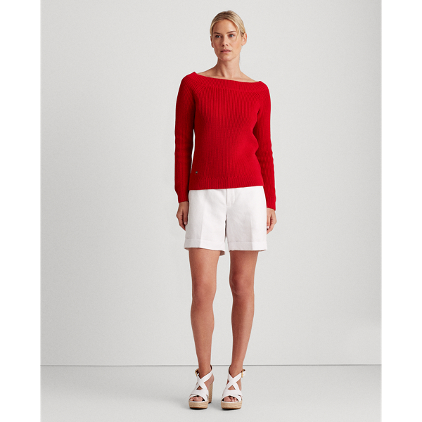 Orient Red Ribbed Cotton Jumper Lauren 3