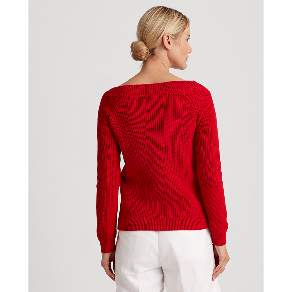 Orient Red Ribbed Cotton Jumper Lauren 4