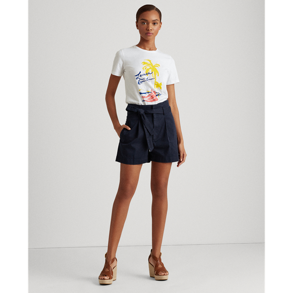 White Print Cotton-Blend Tee Lauren 3
