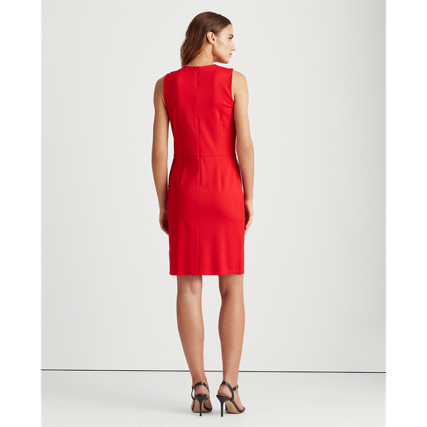 Orient Red Button-Trim Ponte Dress Lauren 5