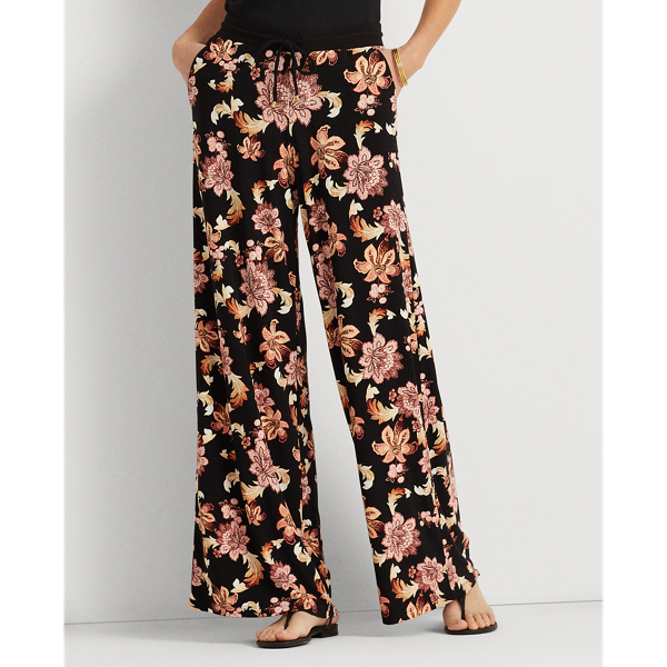 Polo Black Multi Print Jersey Wide-Leg Trouser Lauren 3