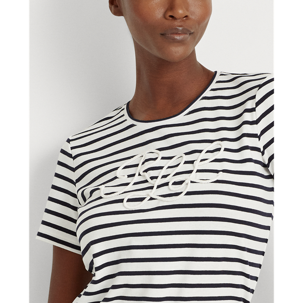White/Lauren Navy Logo Cotton-Blend T-Shirt Lauren 5