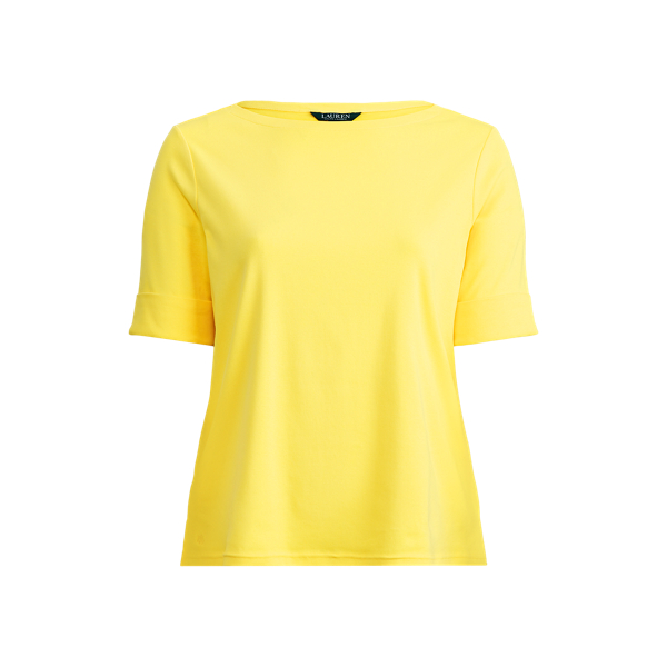 Cotton-Blend Boatneck Top Lauren Woman 1