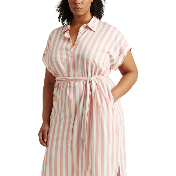 Pink/White Striped Twill Shirtdress Lauren Woman 3