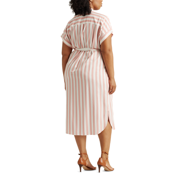 Pink/White Striped Twill Shirtdress Lauren Woman 4