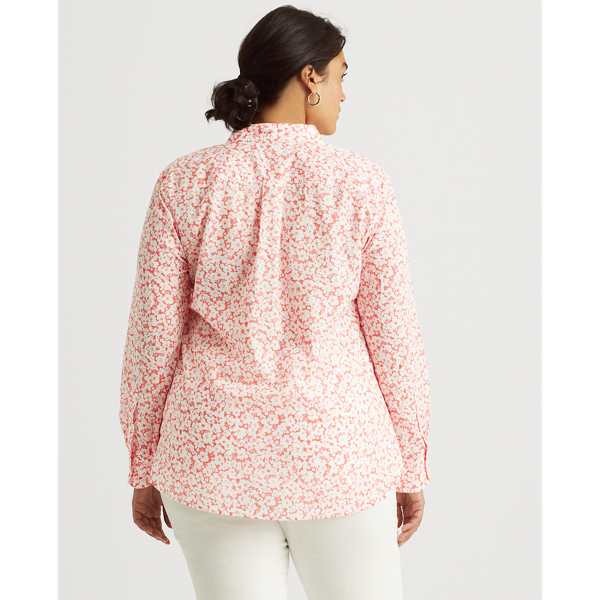 Island Hibiscus/White Floral Cotton Shirt Lauren Woman 6
