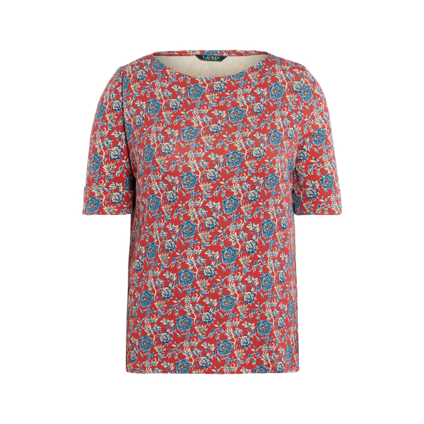 Floral Cotton-Blend Top Lauren Woman 1