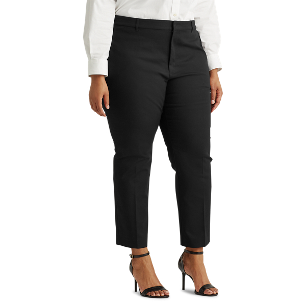 Black Double-Faced Stretch Cotton Trouser Lauren Woman 5
