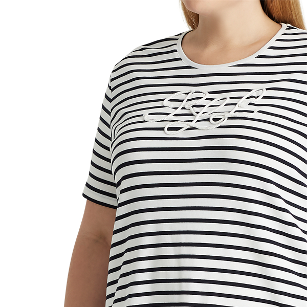 White/Lauren Navy Logo Cotton-Blend T-Shirt Lauren Woman 5