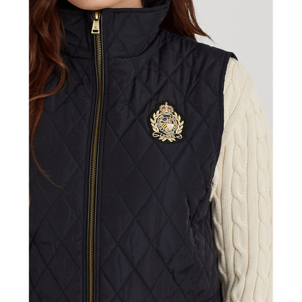 Dark Navy Quilted Crest Gilet Lauren Woman 6