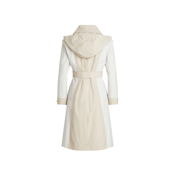 Tone Cream/Feather Two-Tone Hooded Trench Coat Lauren 7