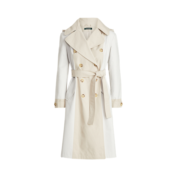 Tone Cream/Feather Two-Tone Hooded Trench Coat Lauren 2