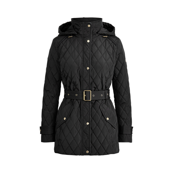 Black Quilted Hooded Jacket Lauren 2