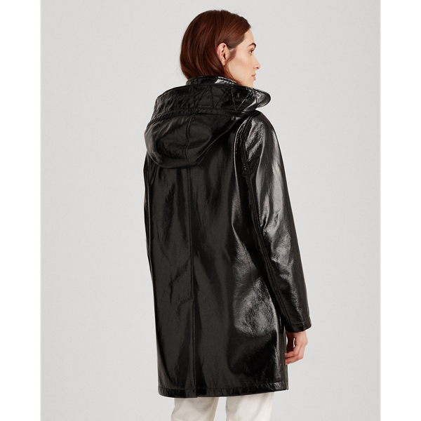 Black Hooded Slicker Coat Lauren 5