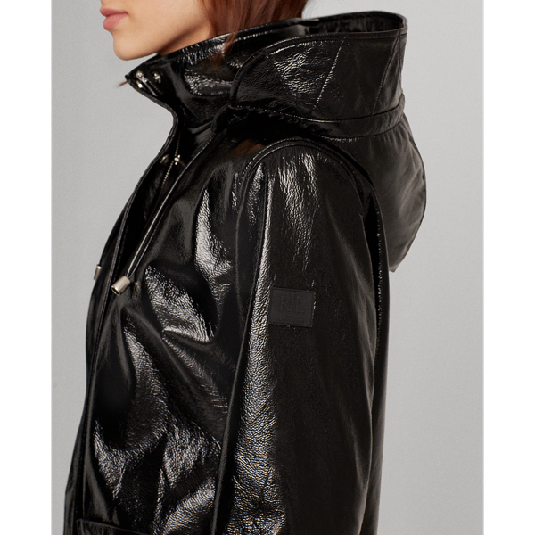 Black Hooded Slicker Coat Lauren 6