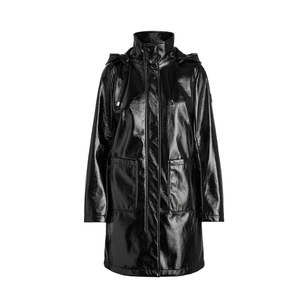 Black Hooded Slicker Coat Lauren 2