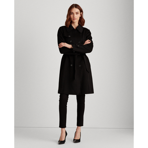 Black Wool-Blend Trench Coat Lauren 4