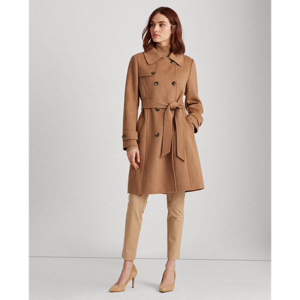 Khaki Wool-Blend Trench Coat Lauren 4