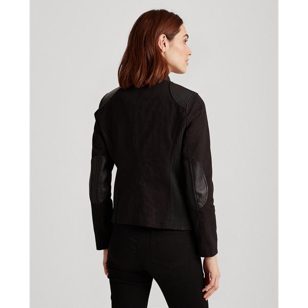 Black Combo Leather Jacket Lauren 5