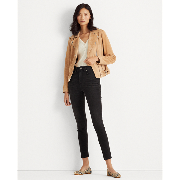 Beige Suede Moto Jacket Lauren 4
