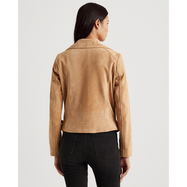 Beige Suede Moto Jacket Lauren 5
