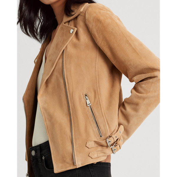Beige Suede Moto Jacket Lauren 6
