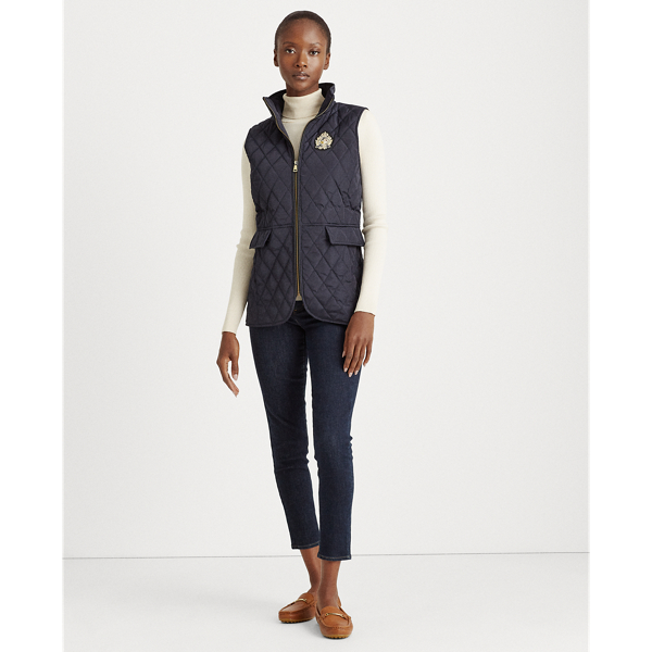 Dark Navy Quilted Crest Gilet Lauren 4