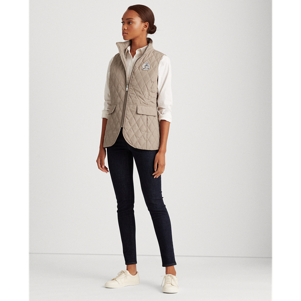 Taupe Quilted Crest Gilet Lauren 4