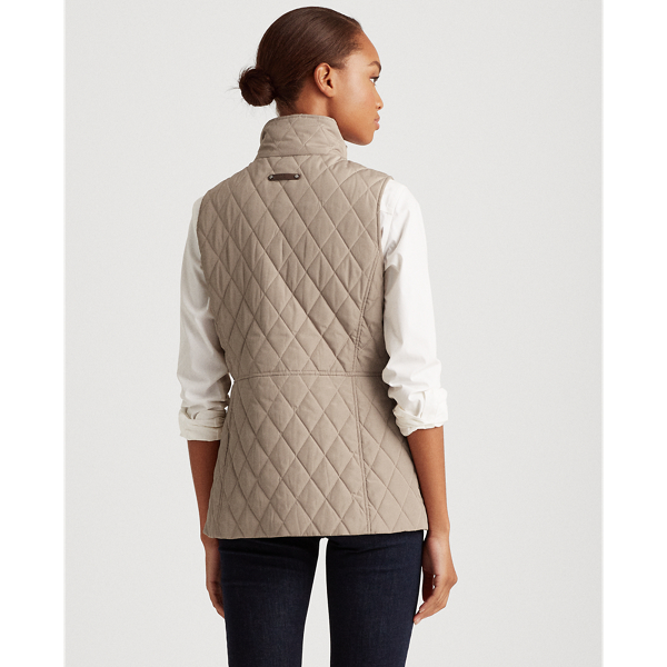Taupe Quilted Crest Gilet Lauren 5