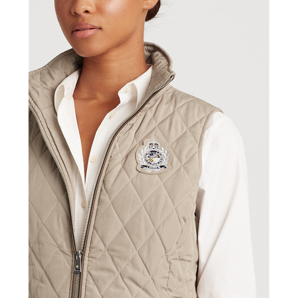 Taupe Quilted Crest Gilet Lauren 6
