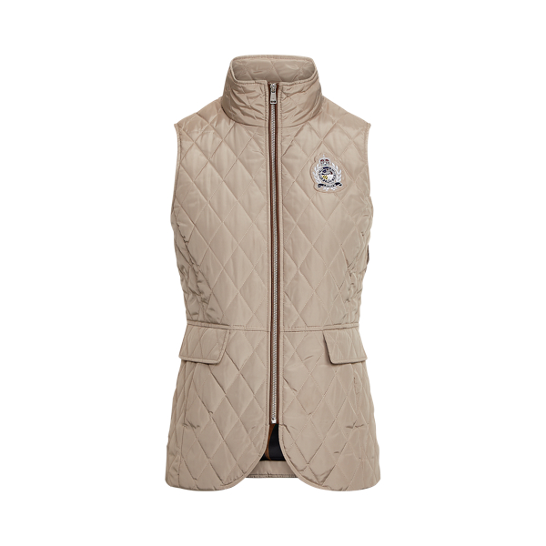 Taupe Quilted Crest Gilet Lauren 2