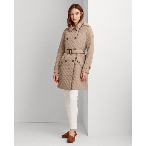 Taupe Quilted Trench Coat Lauren 4