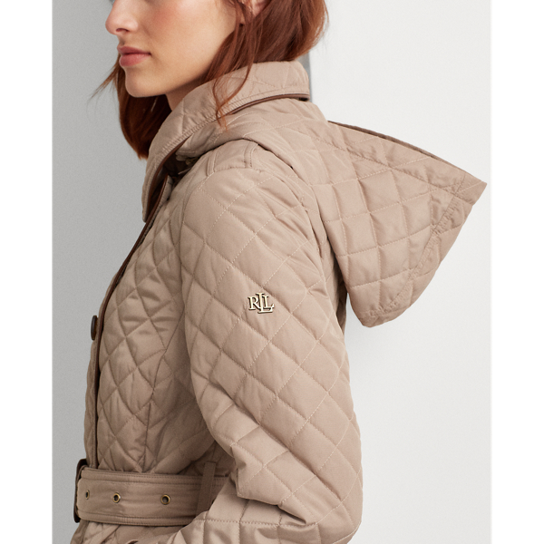 Taupe Quilted Trench Coat Lauren 6