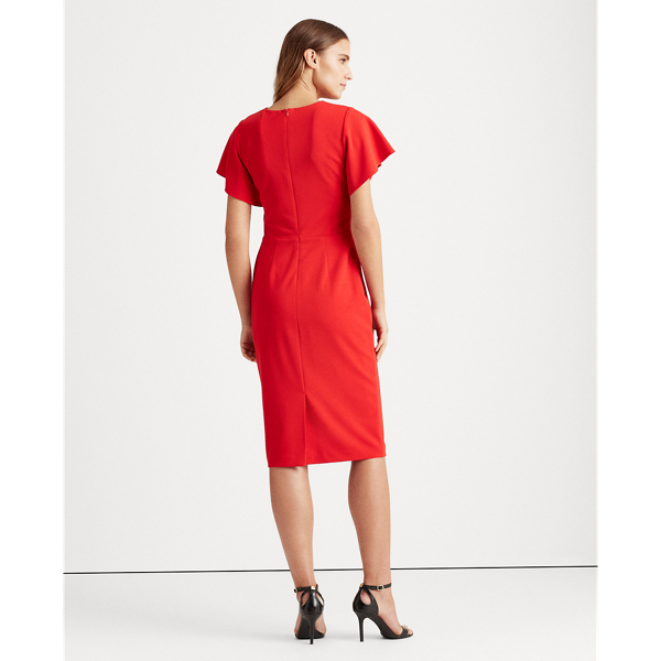 Orient Red Crepe Short-Sleeve Dress Lauren 5