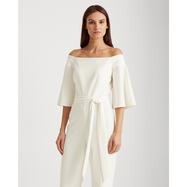 Cream Off-the-Shoulder Jumpsuit Lauren 4