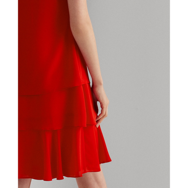 Orient Red Georgette Shift Dress Lauren 6