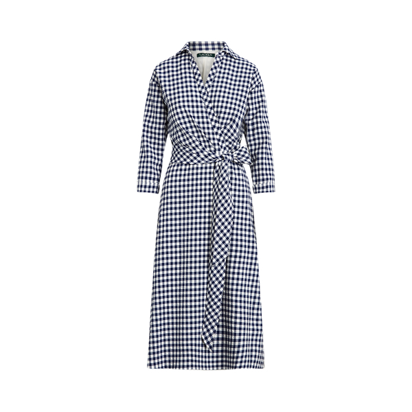 Gingham Elbow-Sleeve Dress Lauren 1