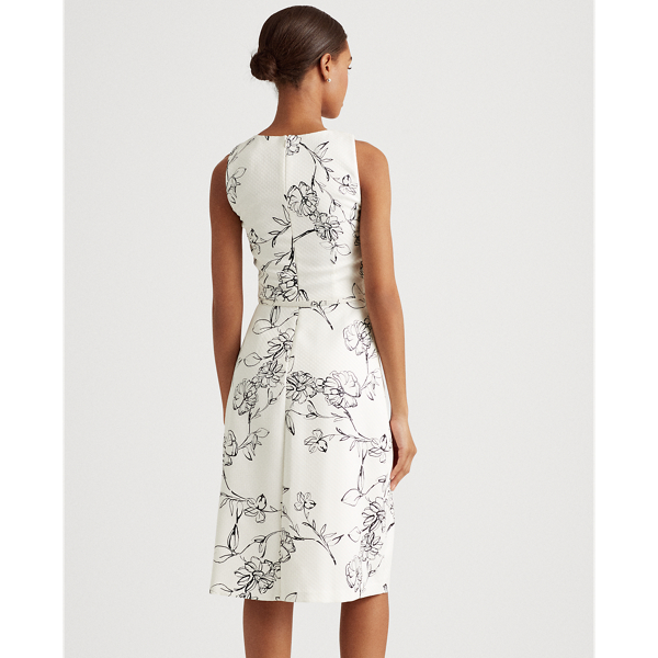 Colonial Cream/Black Floral Fit-and-Flare Dress Lauren 5
