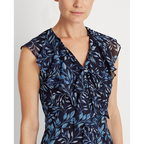 Navy/Blue/ Multi Print Georgette Dress Lauren 6