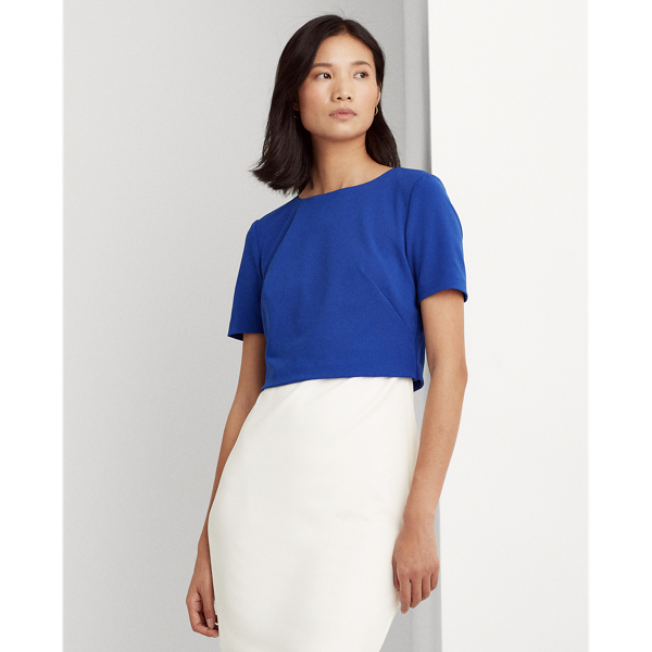 Cream/Rugby Royal Two-Tone Jersey Dress Lauren 3
