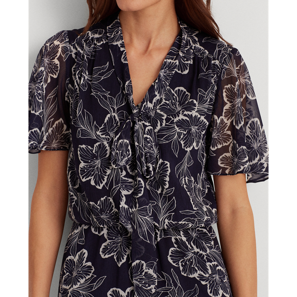 Lighthouse Navy/Colonial Floral Georgette Dress Lauren 6