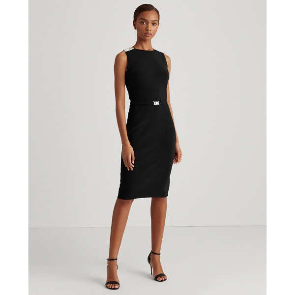 Black/Lauren White Belted Matte Jersey Dress Lauren 4