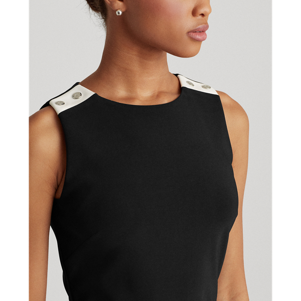 Black/Lauren White Belted Matte Jersey Dress Lauren 6