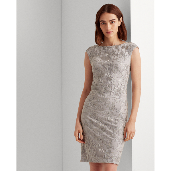 Taupe/Zinc Grey Two-Tone Embroidered Dress Lauren 4