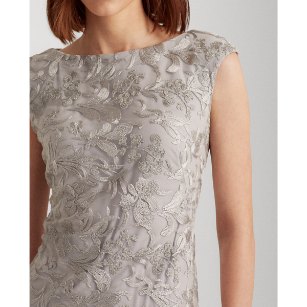 Taupe/Zinc Grey Two-Tone Embroidered Dress Lauren 6