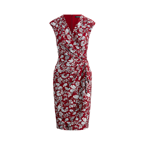 Floral Pleated Surplice Dress Lauren em 1